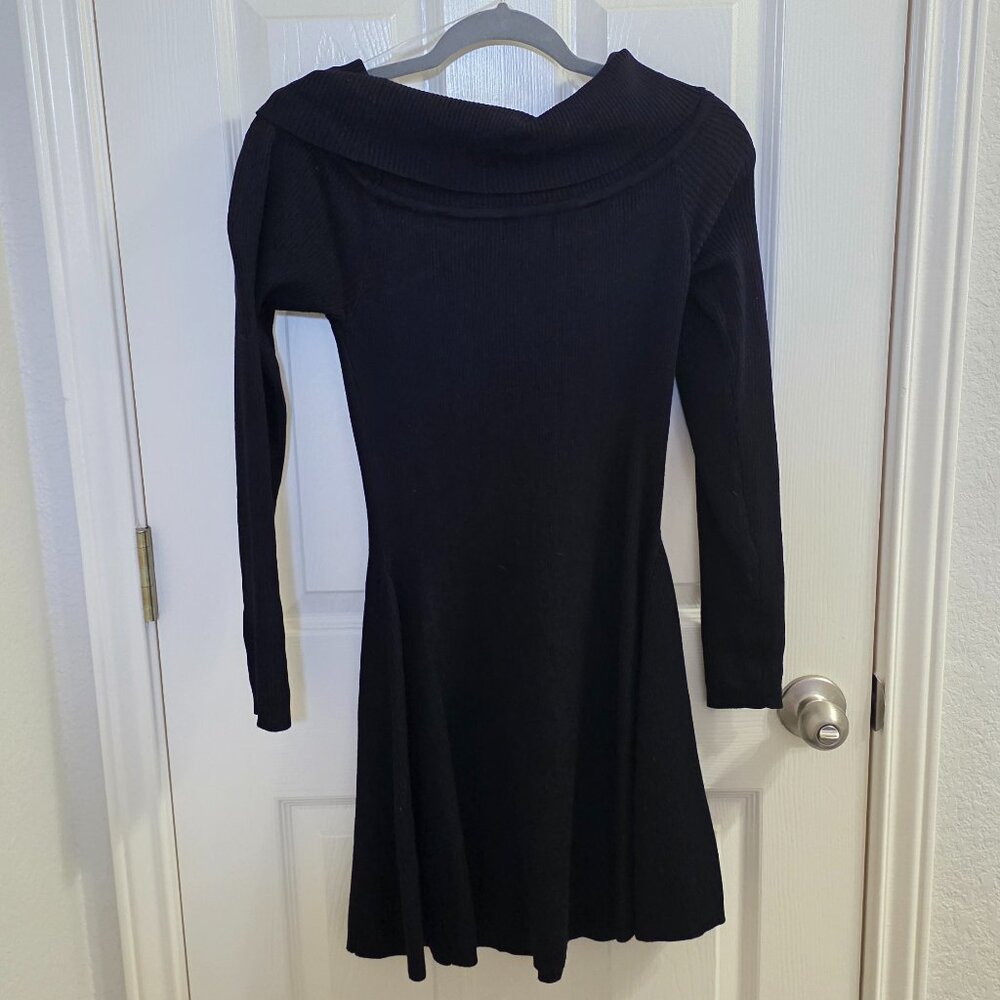 Black Off-Shoulder Ribbed Dress (New)